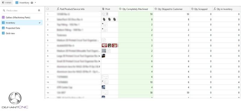 Screenshot of an inventory management system in Airtable.