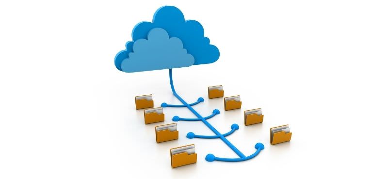 Graphic representing files stored in the cloud.